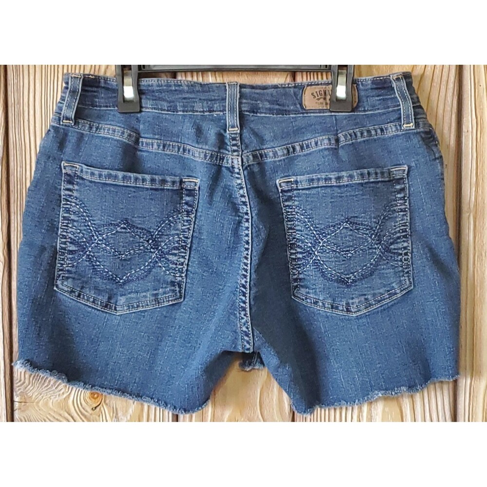 Levi Strauss Signature Shorts Women's 14M Cut Off Denim Fray Hem Stretch Midrise